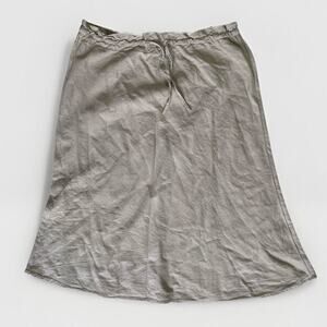 H&M Linen-Viscose Asymmetric‎ Knit Midi Skirt Womens 4 S Pull-On Beach Beige